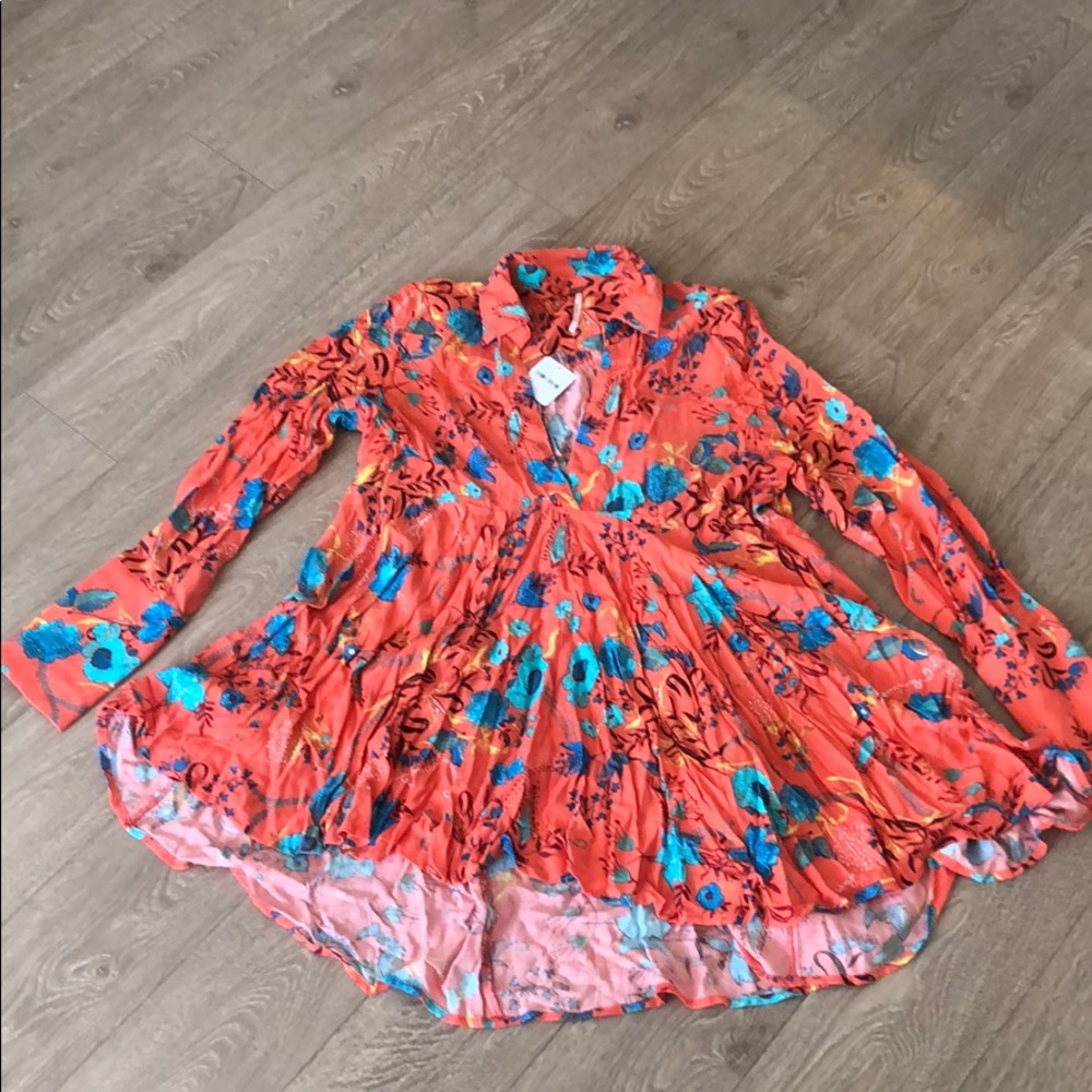 Free People Coral Floral Tunic